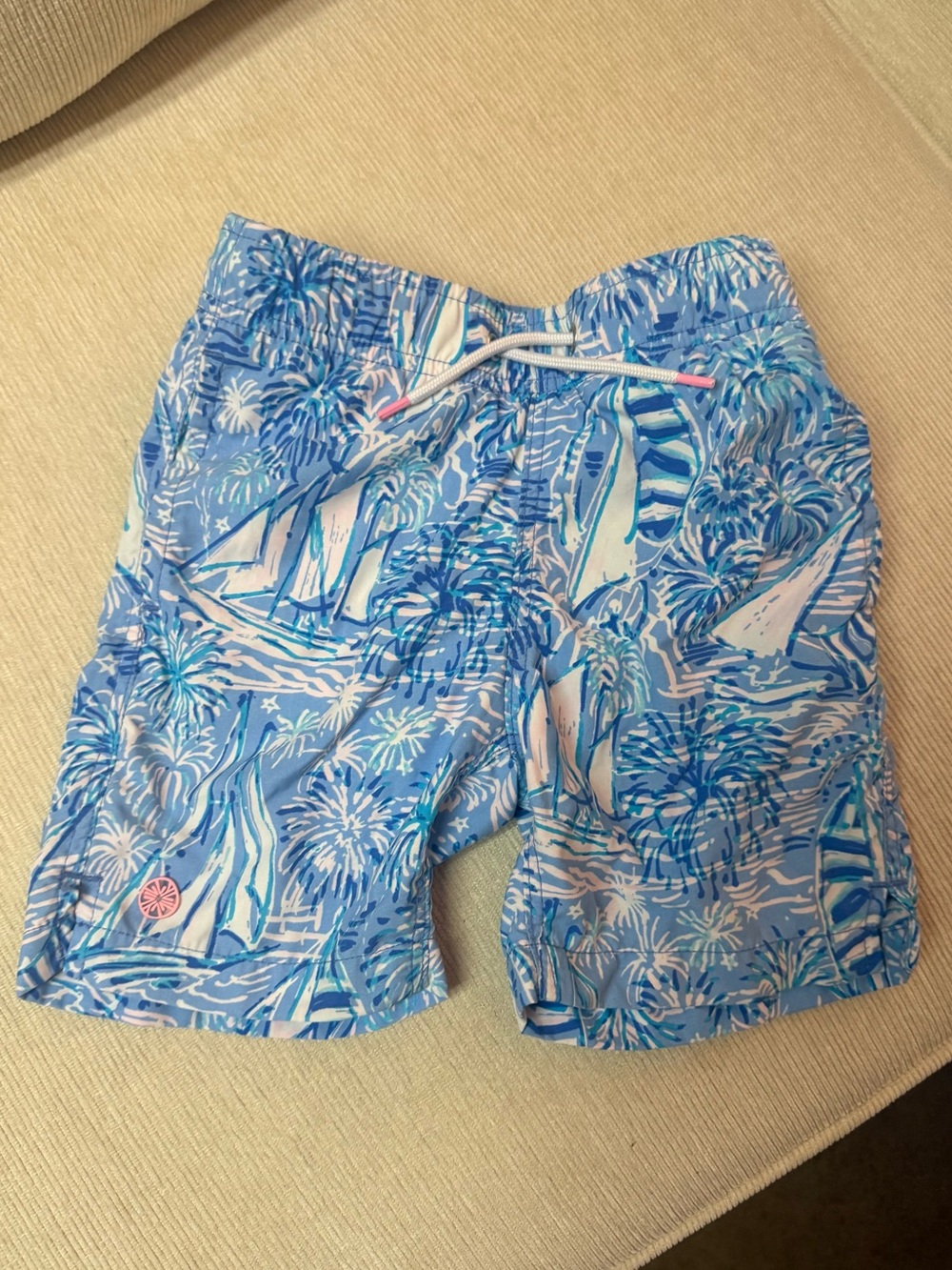Lily Pulitzer Sailboat Patterned Capri Swim Trunks